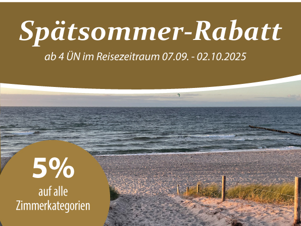 5% Spätsommerrabatt auf alle Zimmerkategorien